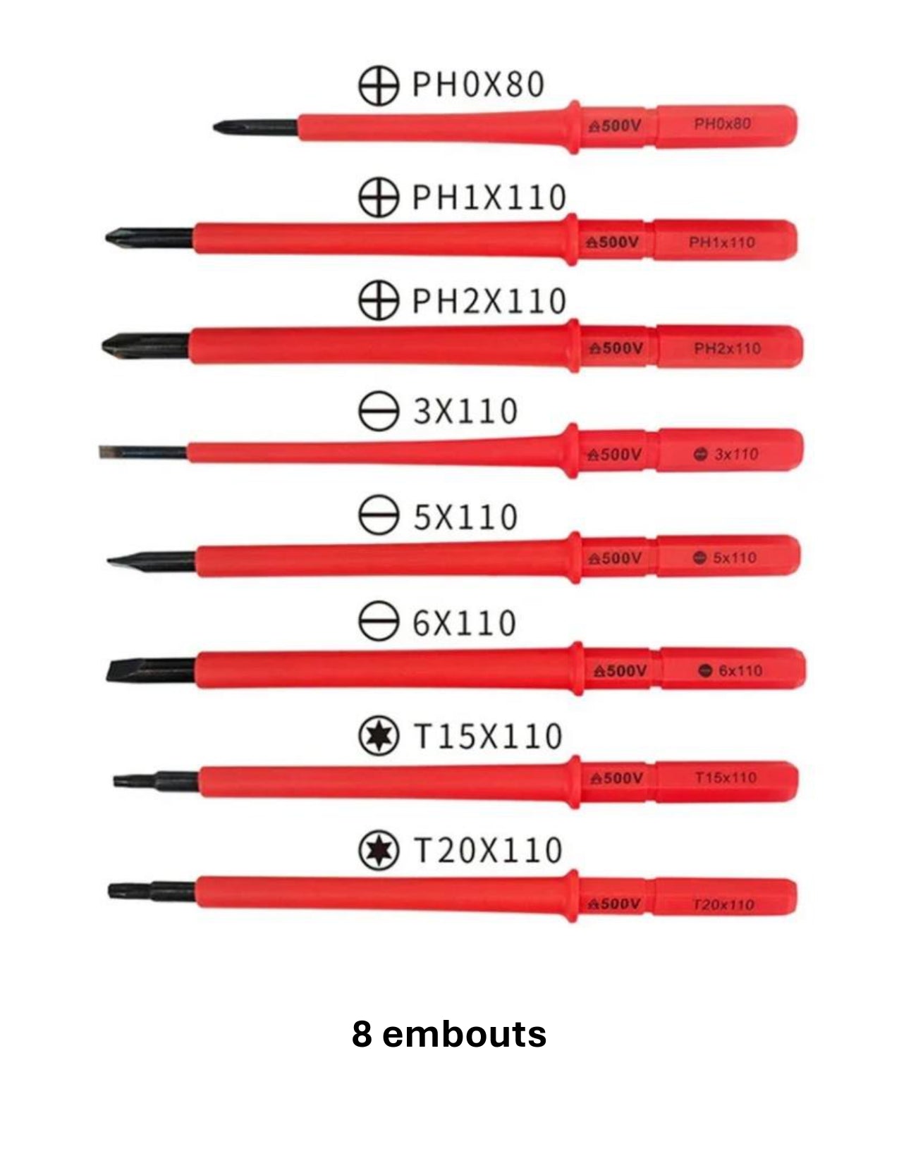 8 embouts