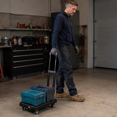 Chariot pliable pour le déplacement des caisses à outils