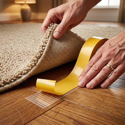 Ruban adhésif double face à maille idéal pour tapis
