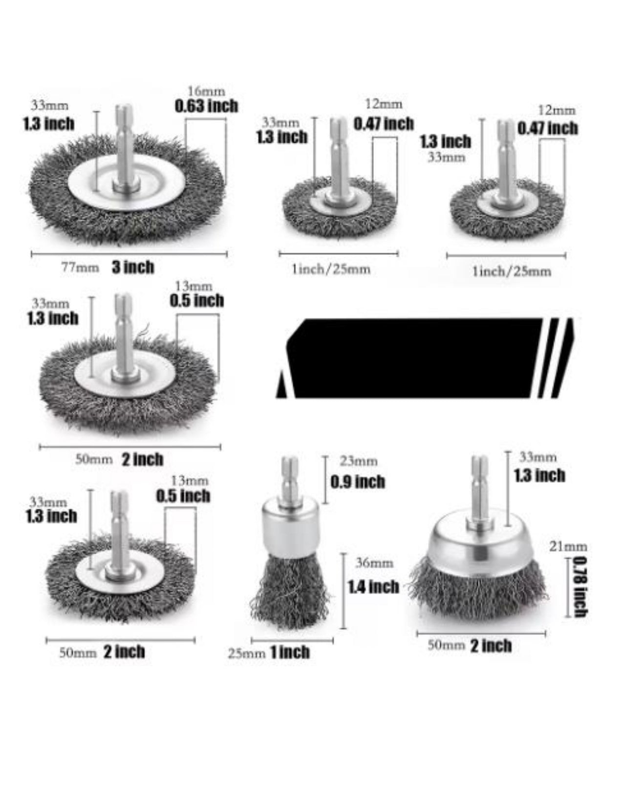10 brosses en acier 