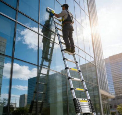 ECHELLE TELESCOPIQUE inoxydable 3.2m pour nettoyage de vitre 