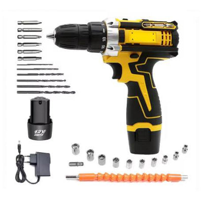 Perceuse visseuse noir jaune 26 pièces