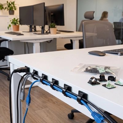 Attache cable à clip adhésif sur bureau 