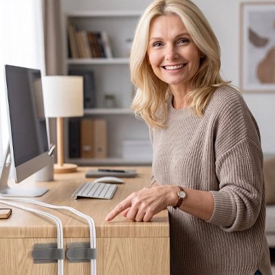 Attache cable​ gris pour le maintien des fils de bureau