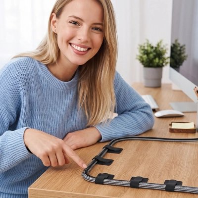 Attache cable​ noir pour le maintien des fils de bureau