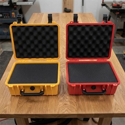 Caisse a outils options de couleur rouge et jaune 