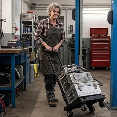 Chariot pliable pour le transport de lourdes caisses 