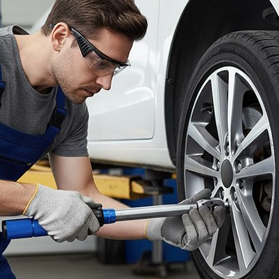Clé à cliquet dynamométrique pour serrage precis des boulons roues