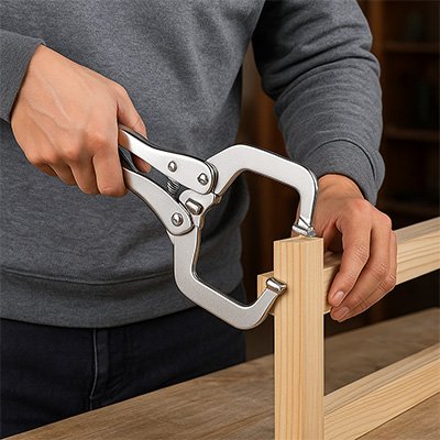 Pince etau pour maintien de deux pieces bois 