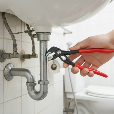 Pince multiprise rouge pour plomberie salle de bain