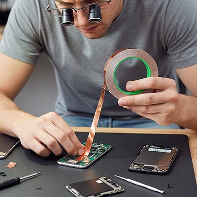 Ruban adhésif double face cuivre pour réparer cellulaire