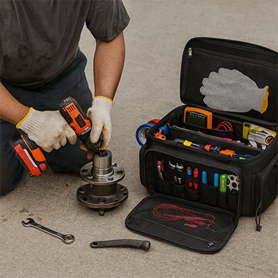 Sac a outils large ouverture en tissus