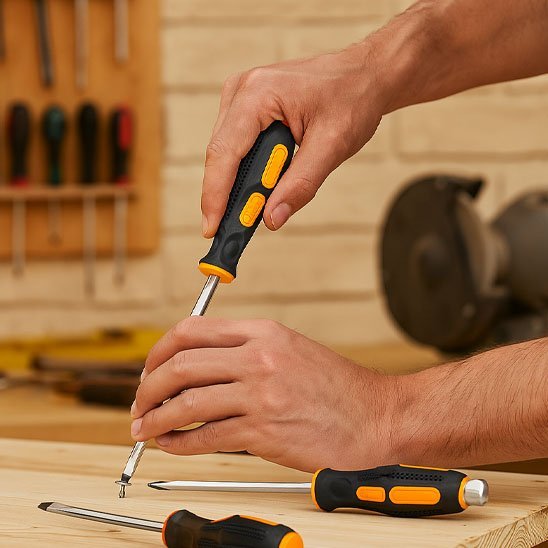 Tournevis a frapper pour vis plate et cruciforme 