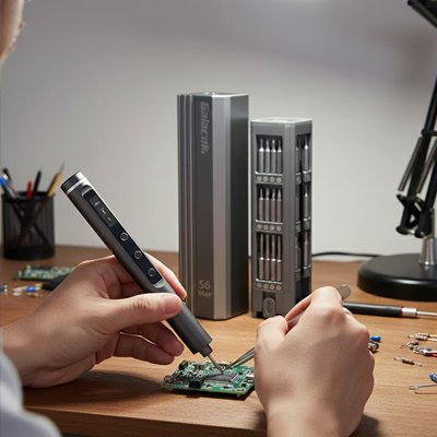 Tournevis electrique gris pour reparation circuit imprimé