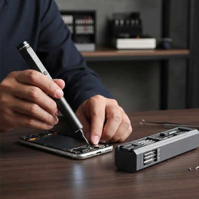 Tournevis electrique gris  pour reparation portable 